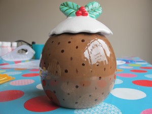 Come and paint your own calorie free Christmas Pud trinket box £15.70